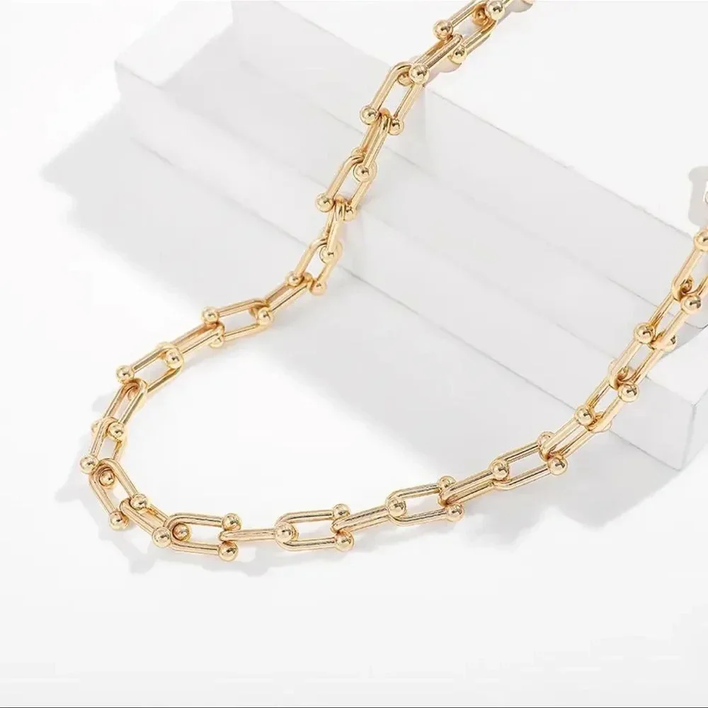 Hardware Graduated Link 18K Gold STAINLESS STEEL Waterproof Necklace